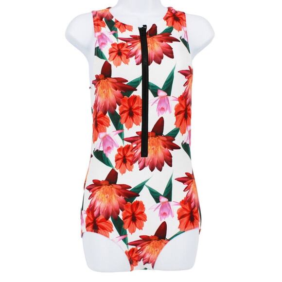 Swimsuit Classic Racer Style One Piece in Tropical Floral Size X-Small - Picture 1 of 7